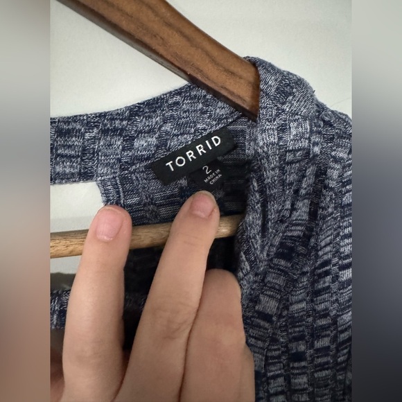 Torrid - Navy Choker Neck Ribbed Sweater Dress - Picture 7 of 10